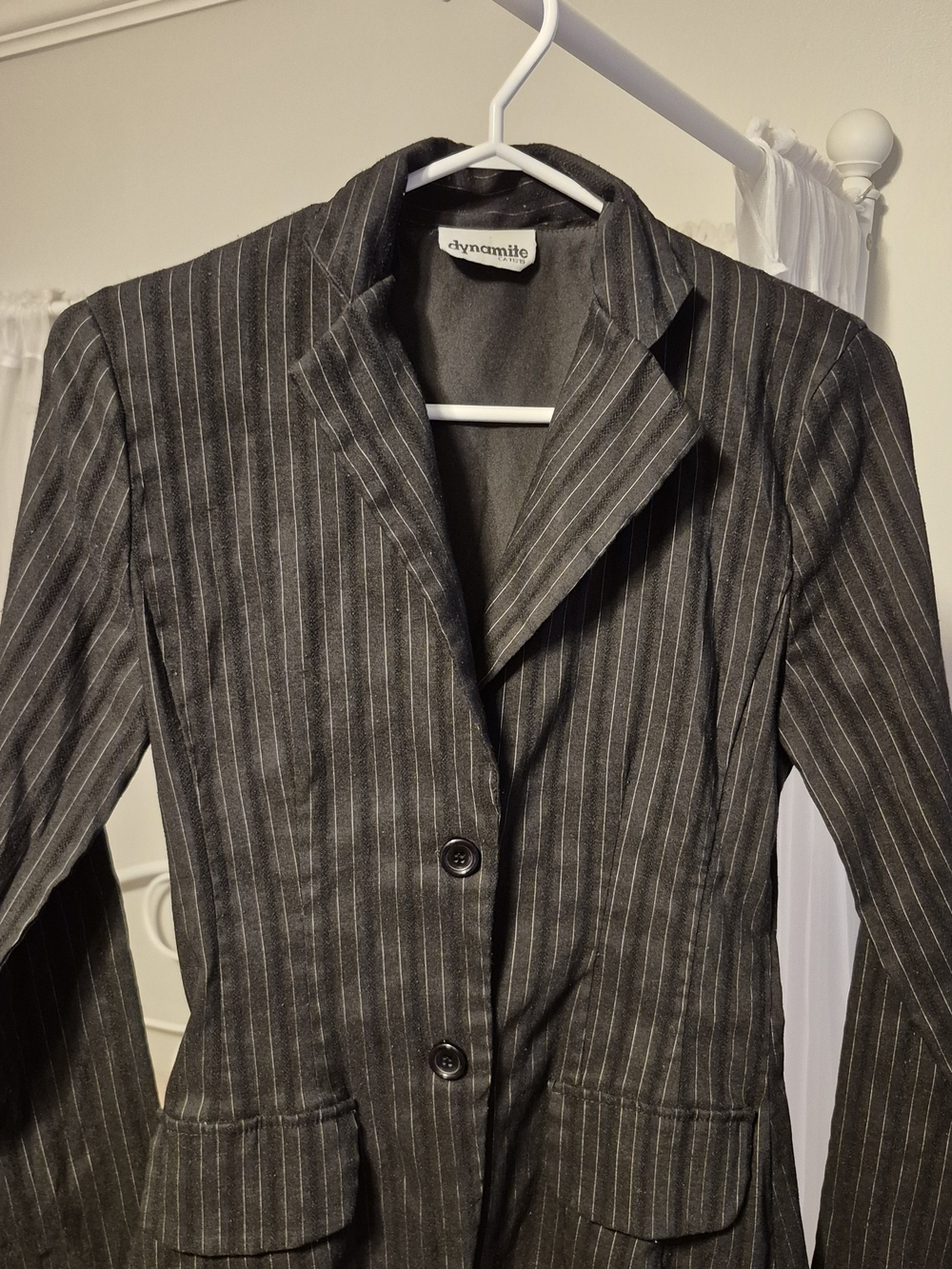 Dynamite Black Pinstripe Tailored Blazer